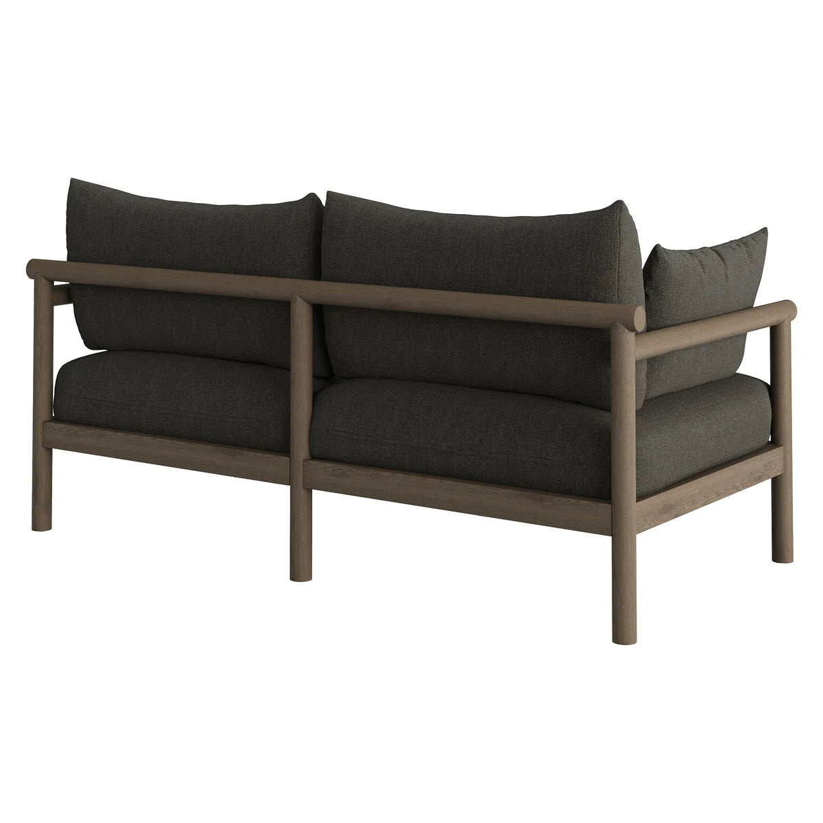 Eleni Outdoor Teak Wood Loveseat in Weathered Gray Flint