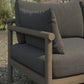 Eleni Outdoor Teak Wood Loveseat in Weathered Gray Flint