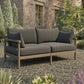 Eleni Outdoor Teak Wood Loveseat in Weathered Gray Flint