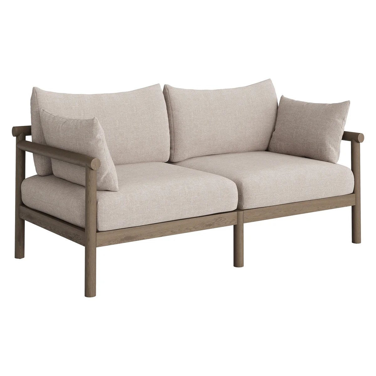 Eleni Outdoor Teak Wood Loveseat in Weathered Gray Flint