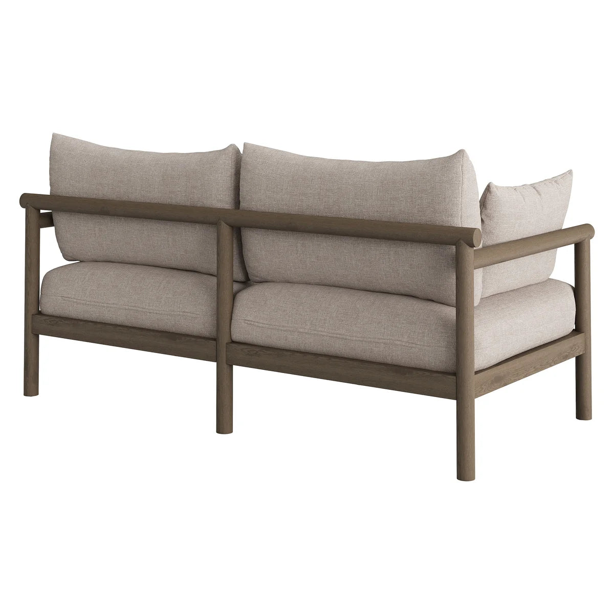 Eleni Outdoor Teak Wood Loveseat in Weathered Gray Flint