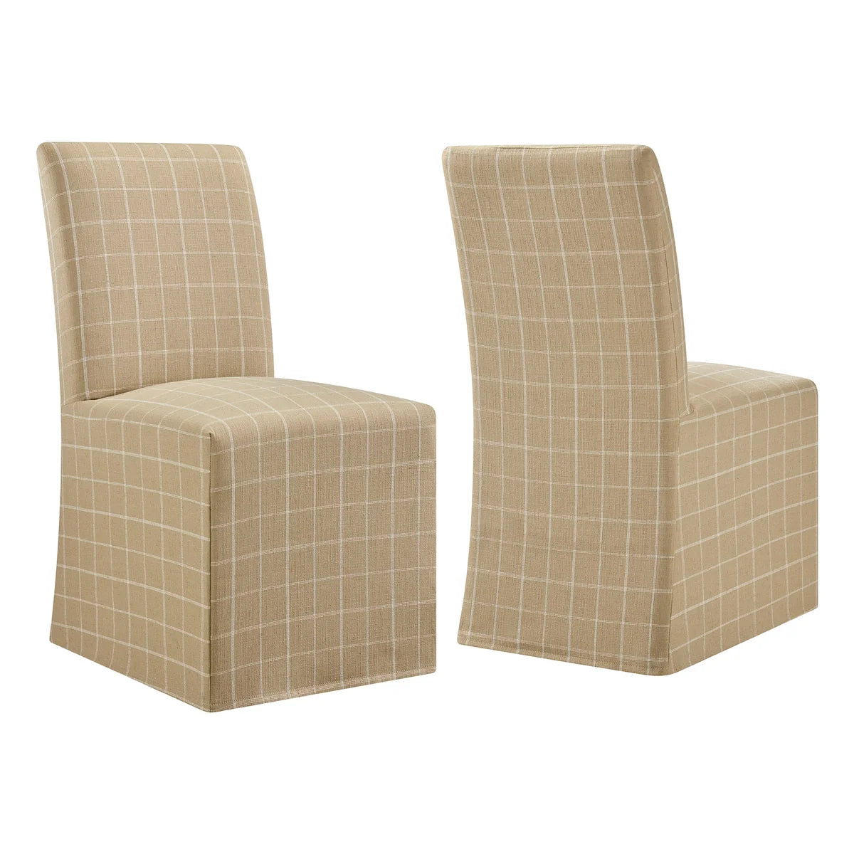 Aster Linen Cotton Blend Slipcovered Dining Chairs Set of 2