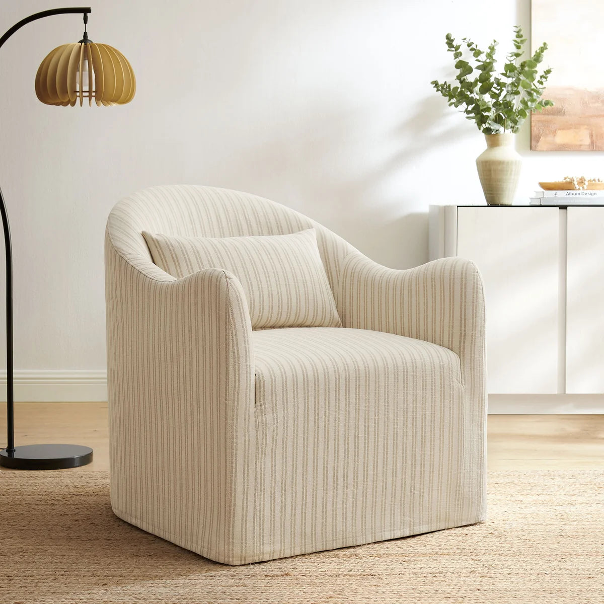 Bardot Slipcovered Striped Accent Chair