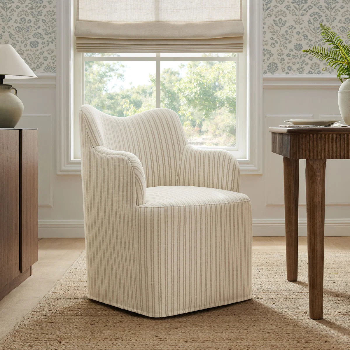 Cordelle Linen Blend Swivel Dining Chair