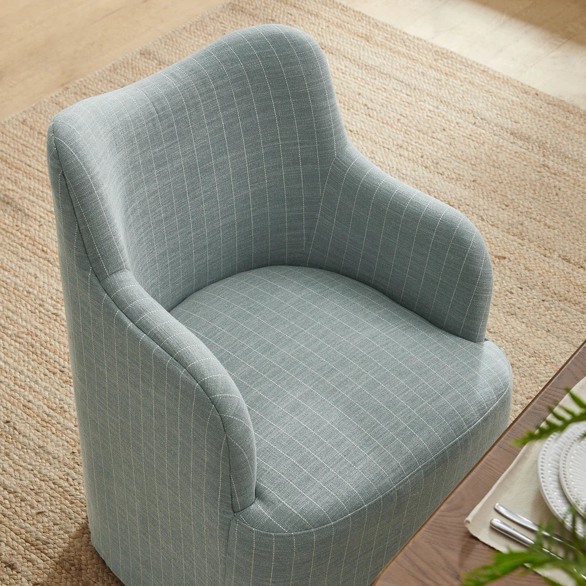 Cordelle Linen Blend Swivel Dining Chair