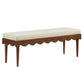 Mirette Scalloped Edge Striped Accent Bench in Spa Blue Stripe