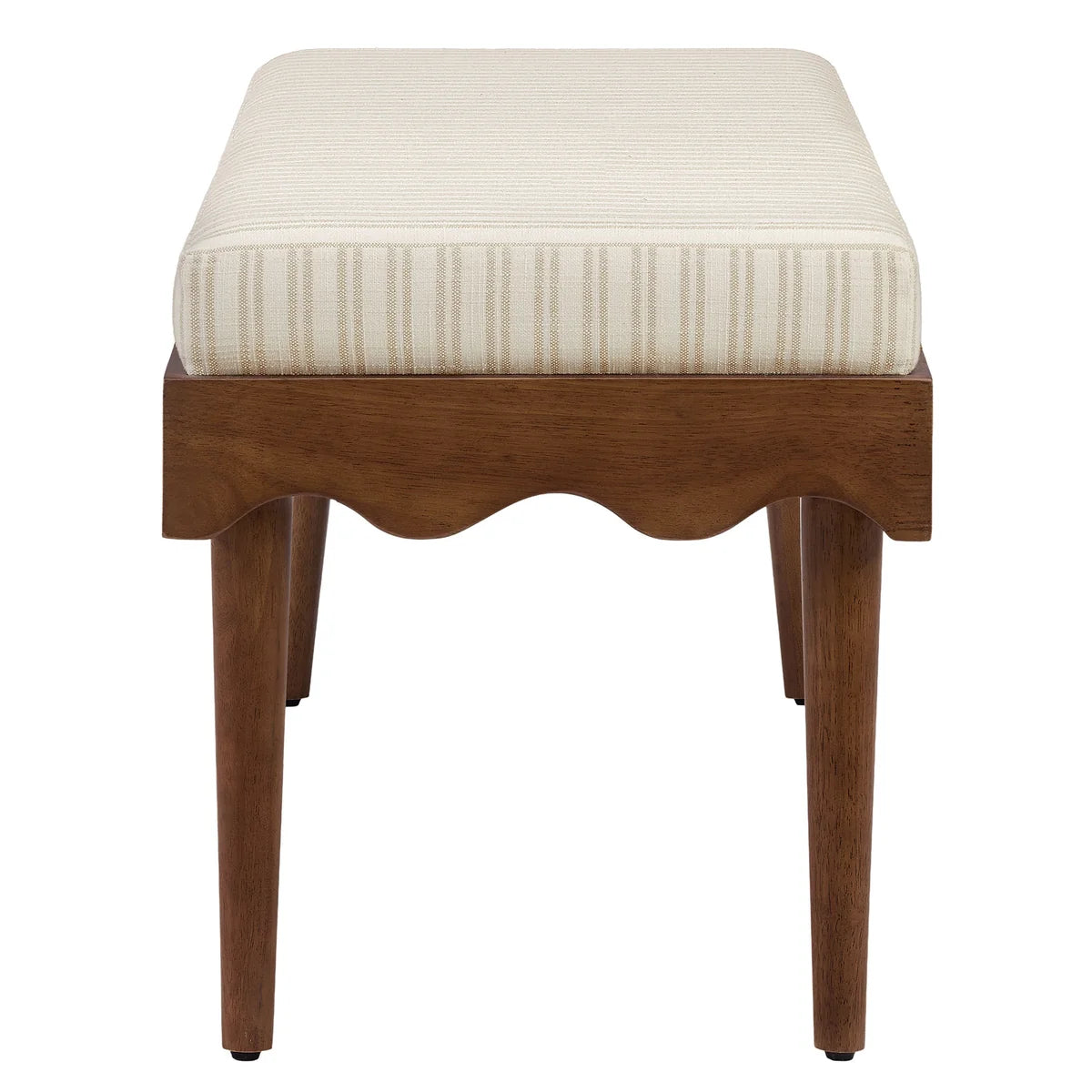 Mirette Scalloped Edge Striped Accent Bench in Spa Blue Stripe