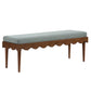 Mirette Scalloped Edge Striped Accent Bench in Spa Blue Stripe