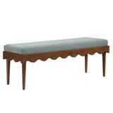 Mirette Scalloped Edge Striped Accent Bench in Spa Blue Stripe