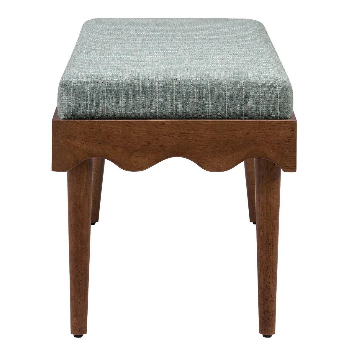 Mirette Scalloped Edge Striped Accent Bench in Spa Blue Stripe