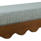 Mirette Scalloped Edge Striped Accent Bench in Spa Blue Stripe