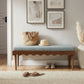 Mirette Scalloped Edge Striped Accent Bench in Spa Blue Stripe
