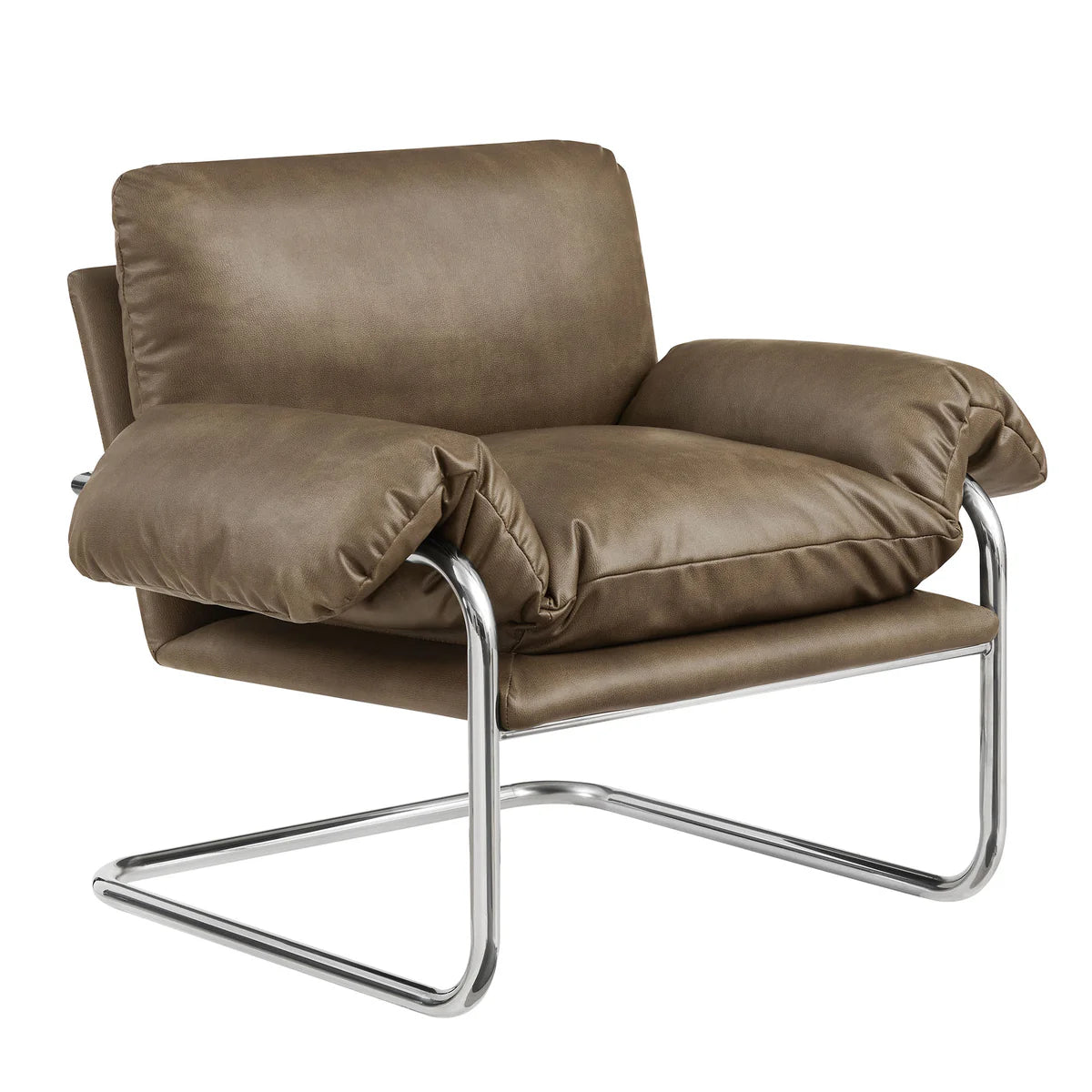 Ansel Vegan Leather Accent Chair in Toast