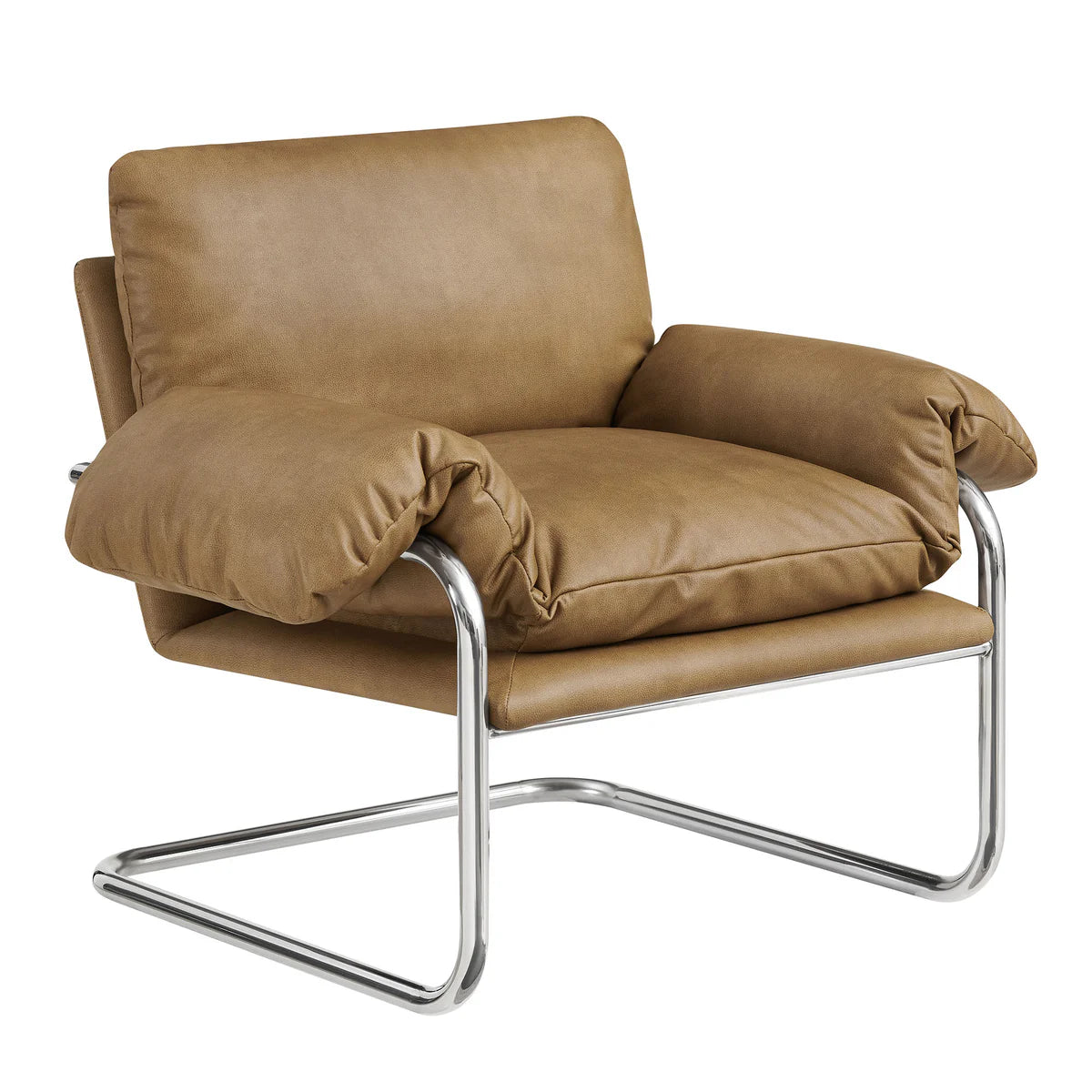 Ansel Vegan Leather Accent Chair in Toast