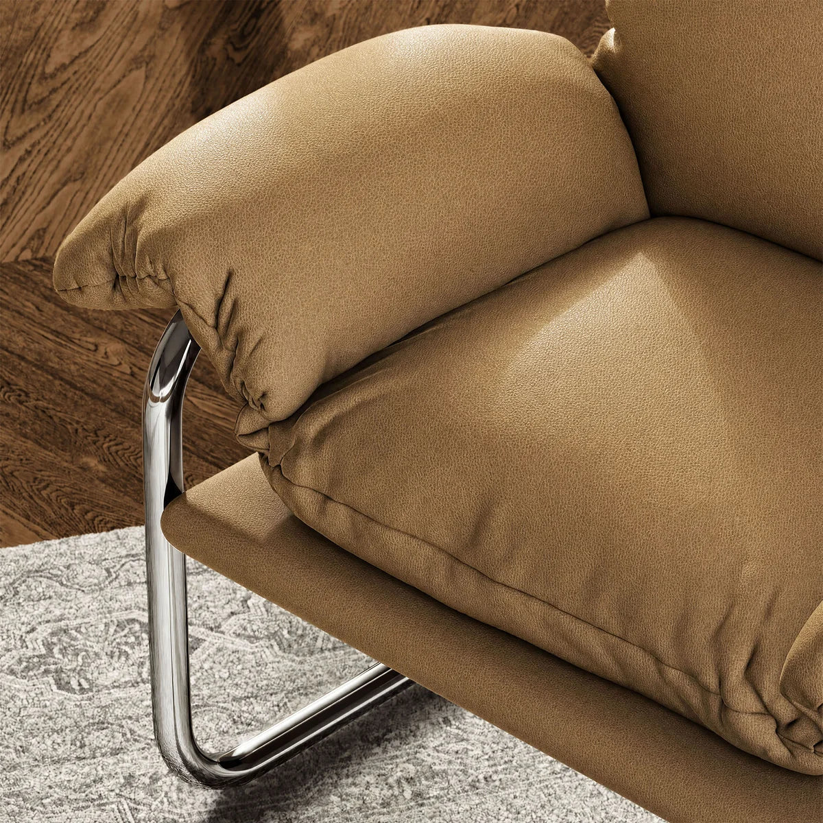Ansel Vegan Leather Accent Chair in Toast