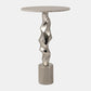 25" Kashon Marble Top Silver Table