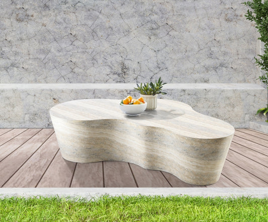 Monza Travertine Finish Indoor/Outdoor Concrete Coffee Table
