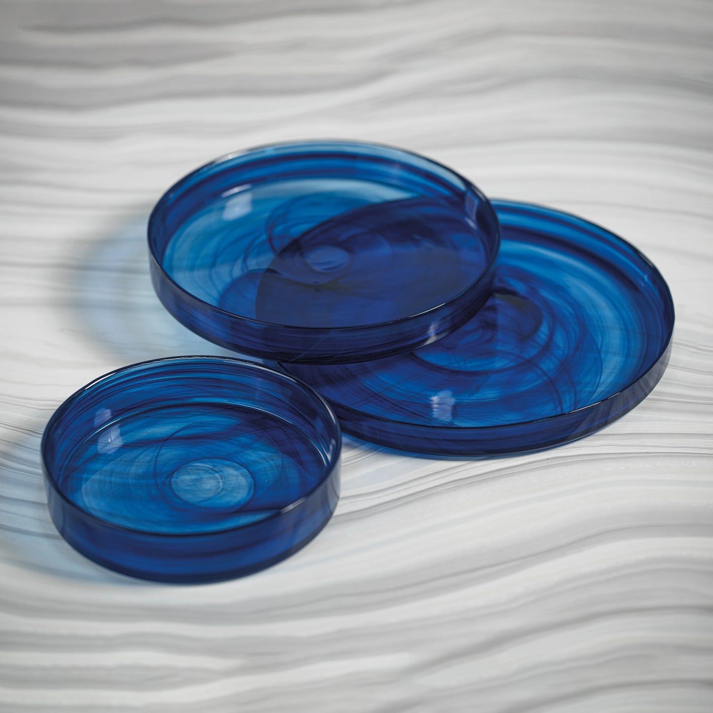 Moonbay Indigo Blue Alabaster Glass Tray / Plate Small
