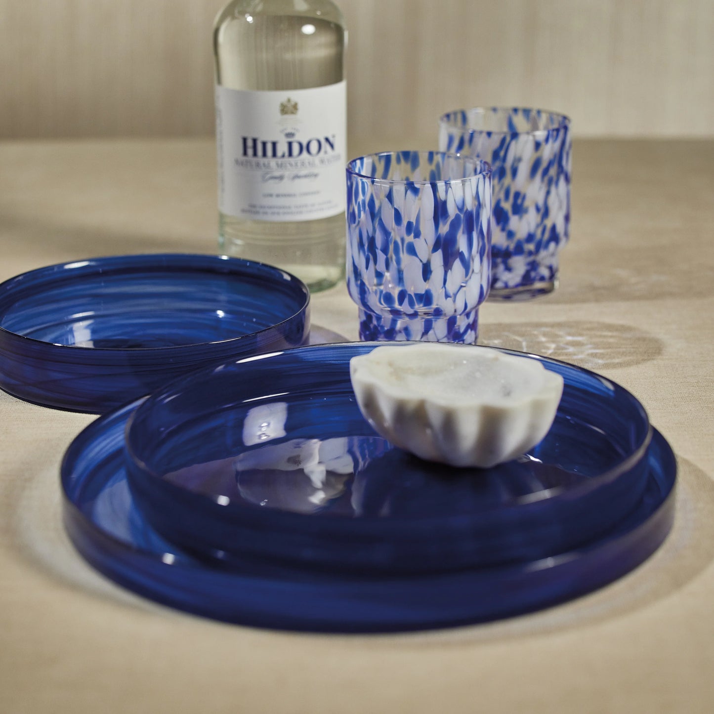 Moonbay Indigo Blue Alabaster Glass Tray / Plate Small
