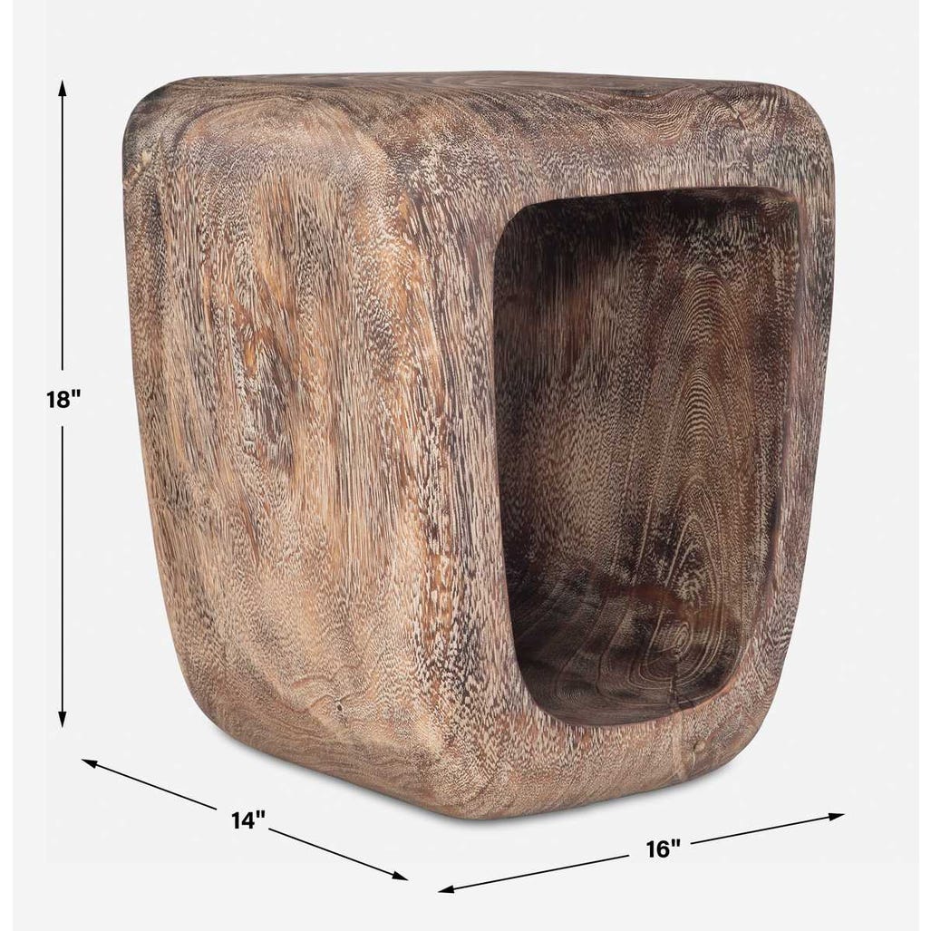 LOOPHOLE ACCENT STOOL, BLEACHED WASH