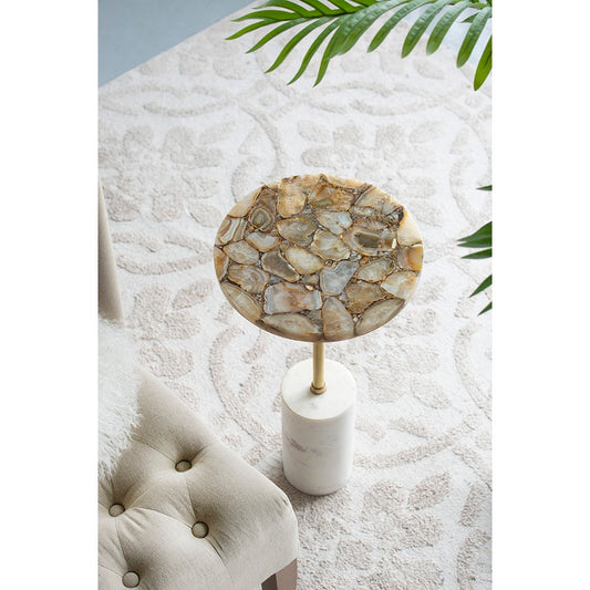 Mesa auxiliar de latón ágata