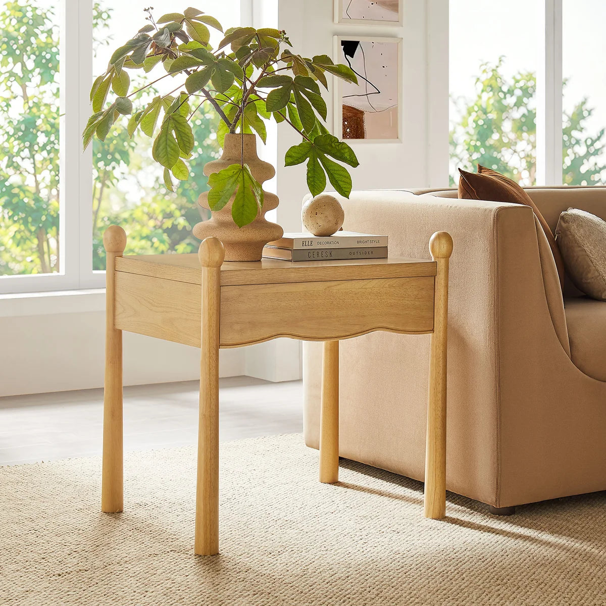 Darcy Wood Nightstand or Side Table in Oak