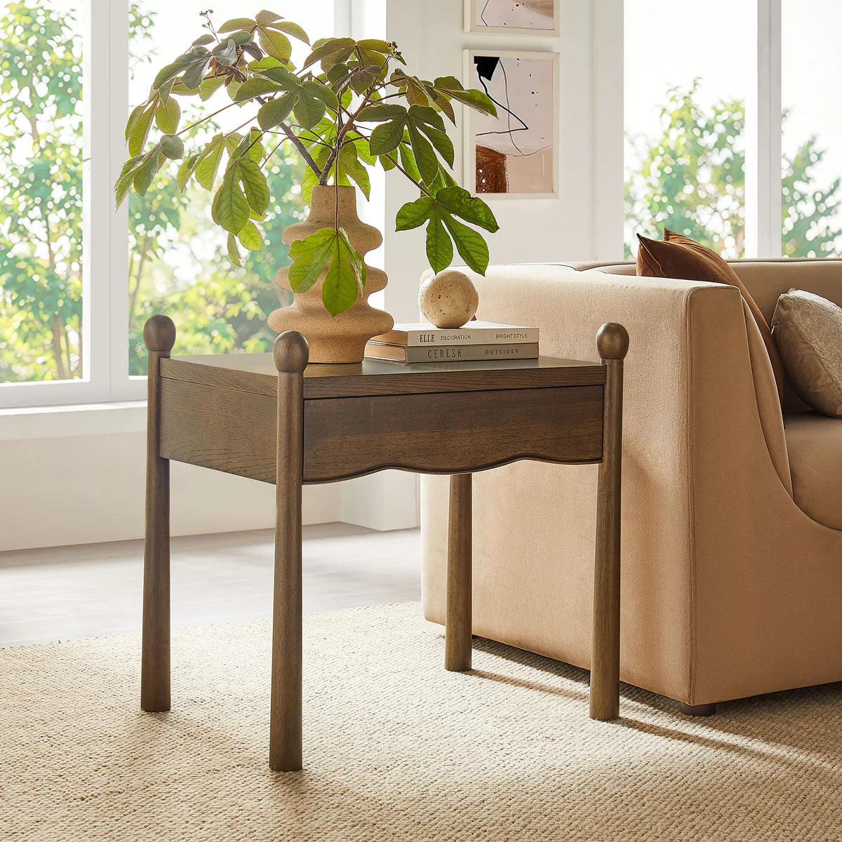 Darcy Wood Nightstand or Side Table in Oak