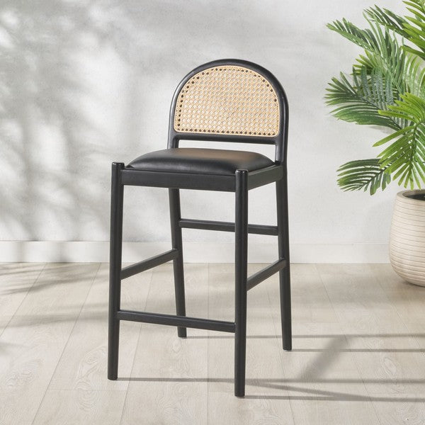 Laylie Rattan And Leather Counter Stool