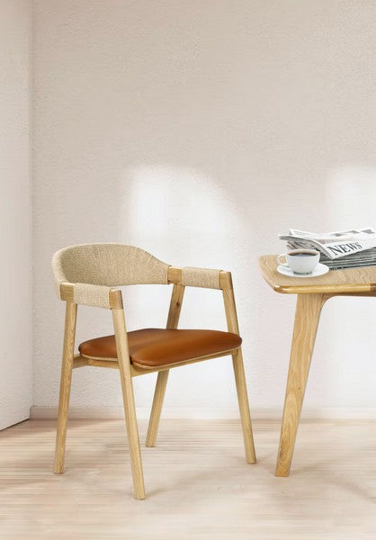 Eamon Leather And Cane Dining Chair