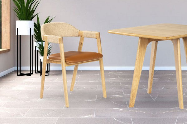 Eamon Leather And Cane Dining Chair