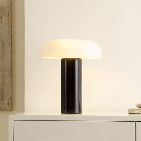 REISS 15 INCH BLACK GLASS / MARBLE TABLE LAMP