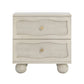 Grappa 22" Wood & Raffia Wavy 2-Drawer Nightstand