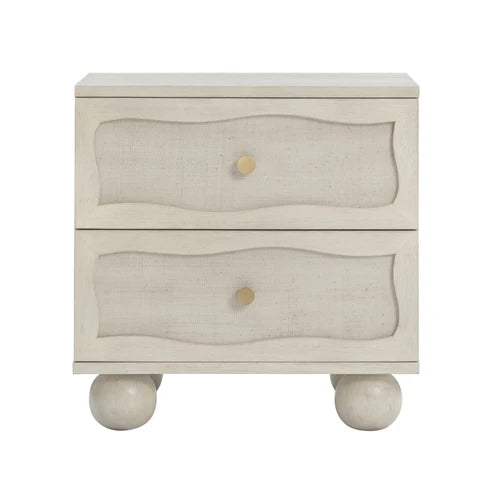 Grappa 22" Wood & Raffia Wavy 2-Drawer Nightstand