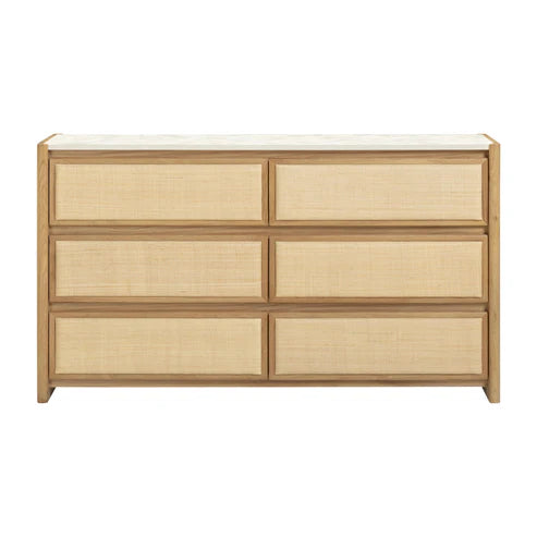 Paige 56" Natural Oak 6-Drawer Dresser