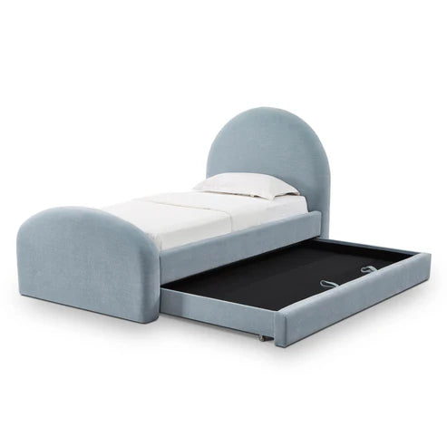 Moon Chambray Blue Performance Chenille Twin Trundle Bed