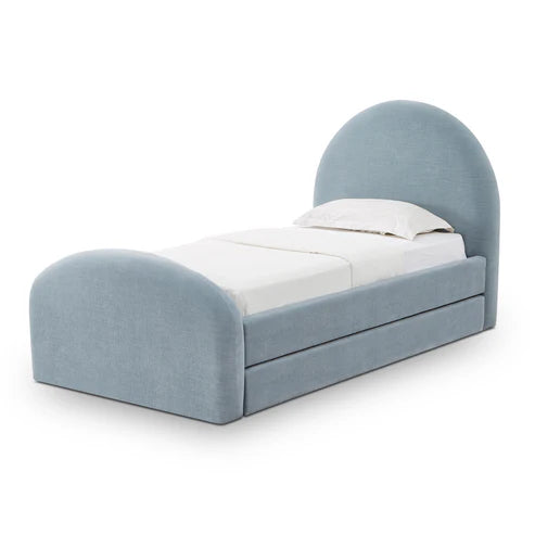 Moon Chambray Blue Performance Chenille Twin Trundle Bed