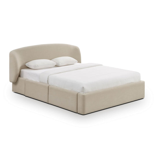 Corey Taupe Upcycled Linen Storage Bed