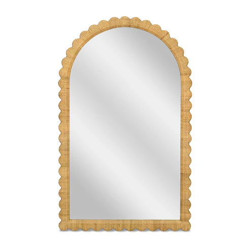 Bama 48" x 79" Jumbo Natural Rattan Arched Wall Mirror