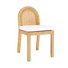 Cargar imagen en el visor de la galería, Amara Natural Rattan and Performance Fabric Arched Back Dining Chair
