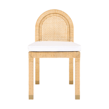 Cargar imagen en el visor de la galería, Amara Natural Rattan and Performance Fabric Arched Back Dining Chair

