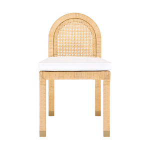 Amara Natural Rattan and Performance Fabric Arched Back Dining Chair
