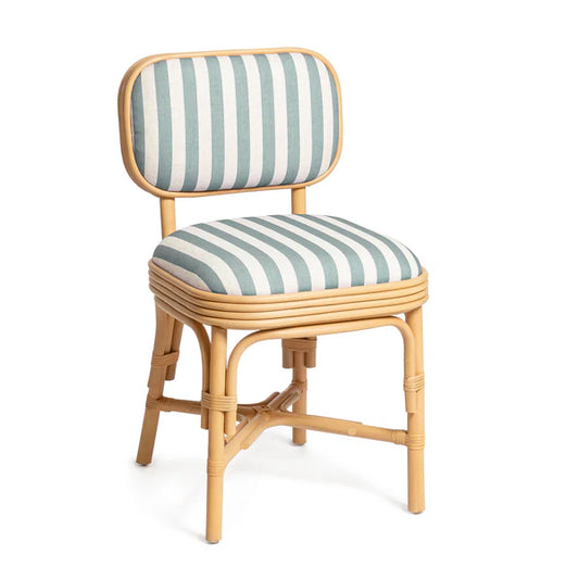Dorine Striped Performance Linen & Rattan Dining Chair
