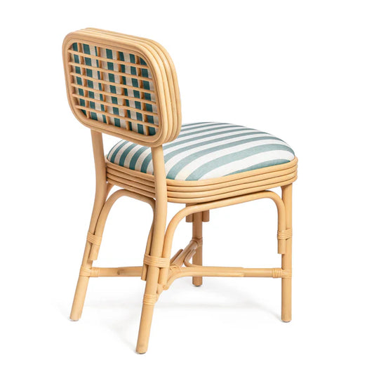 Dorine Striped Performance Linen & Rattan Dining Chair