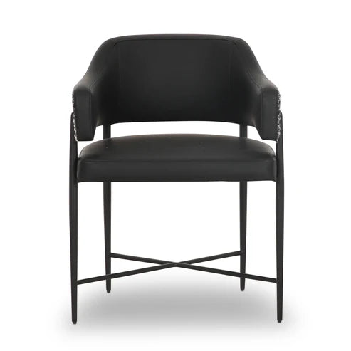 Silla de comedor Sezanne de cuero vegano de alto rendimiento en dos tonos