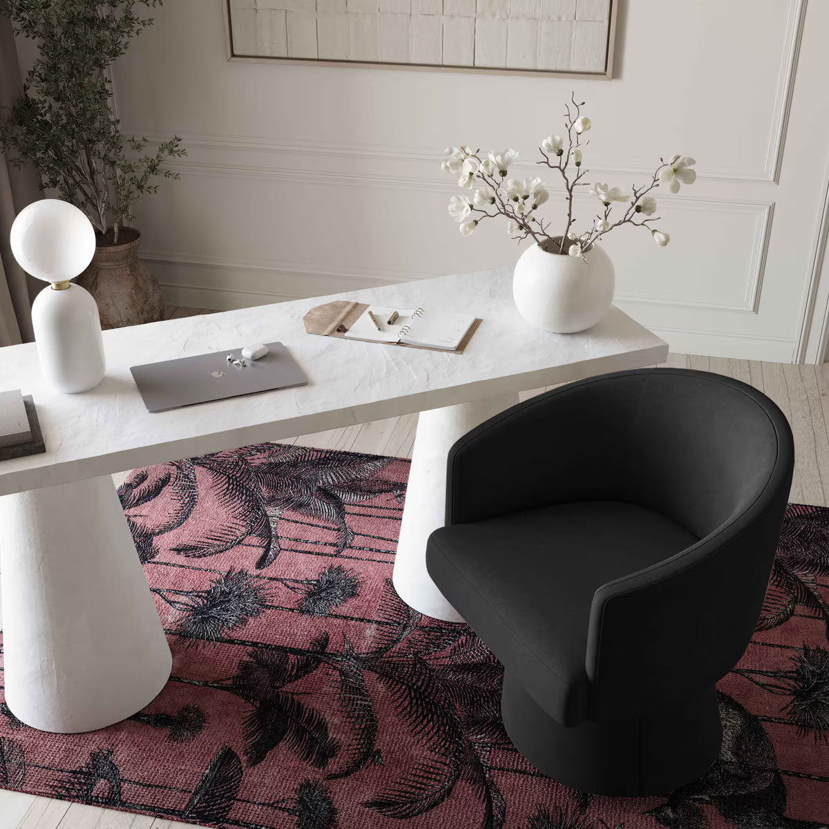 Kristen Upcycled Chenille Rolling Desk Chair