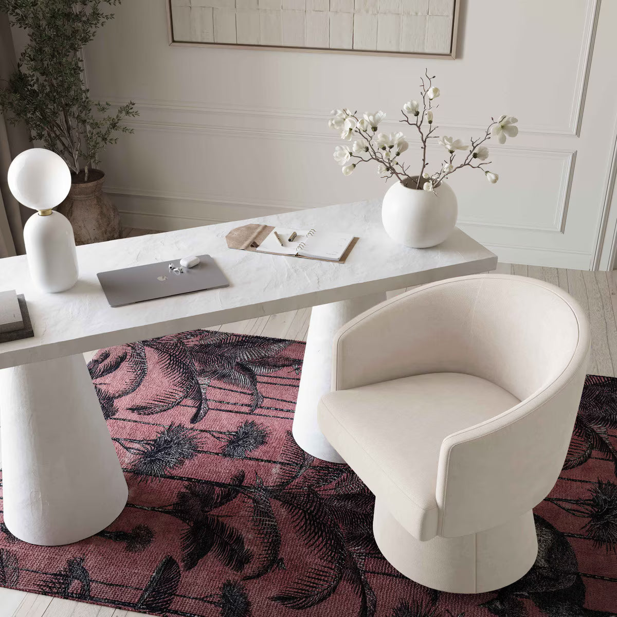 Kristen Upcycled Chenille Rolling Desk Chair