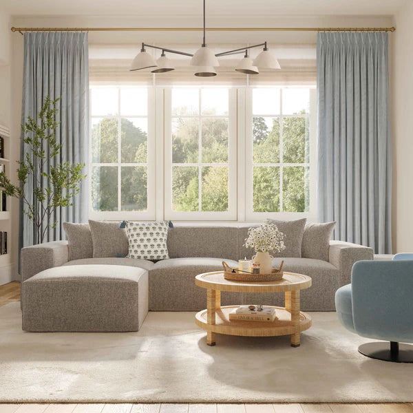 Mindy 84" Chenille Basketweave Modular Loveseat