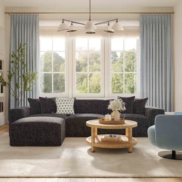 Mindy 84" Chenille Basketweave Modular Loveseat