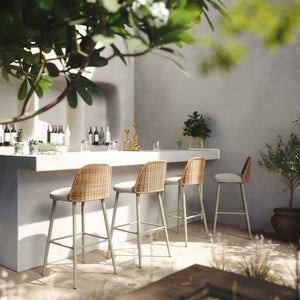 Alexa Rattan Performance Fabric Barstool