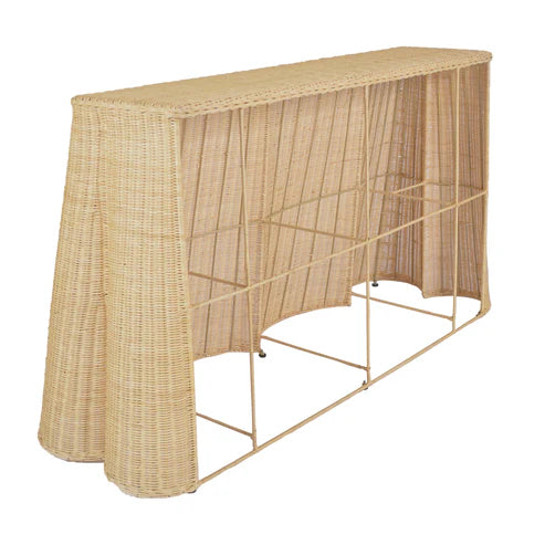 Mesa consola de ratán natural Egan de 55"
